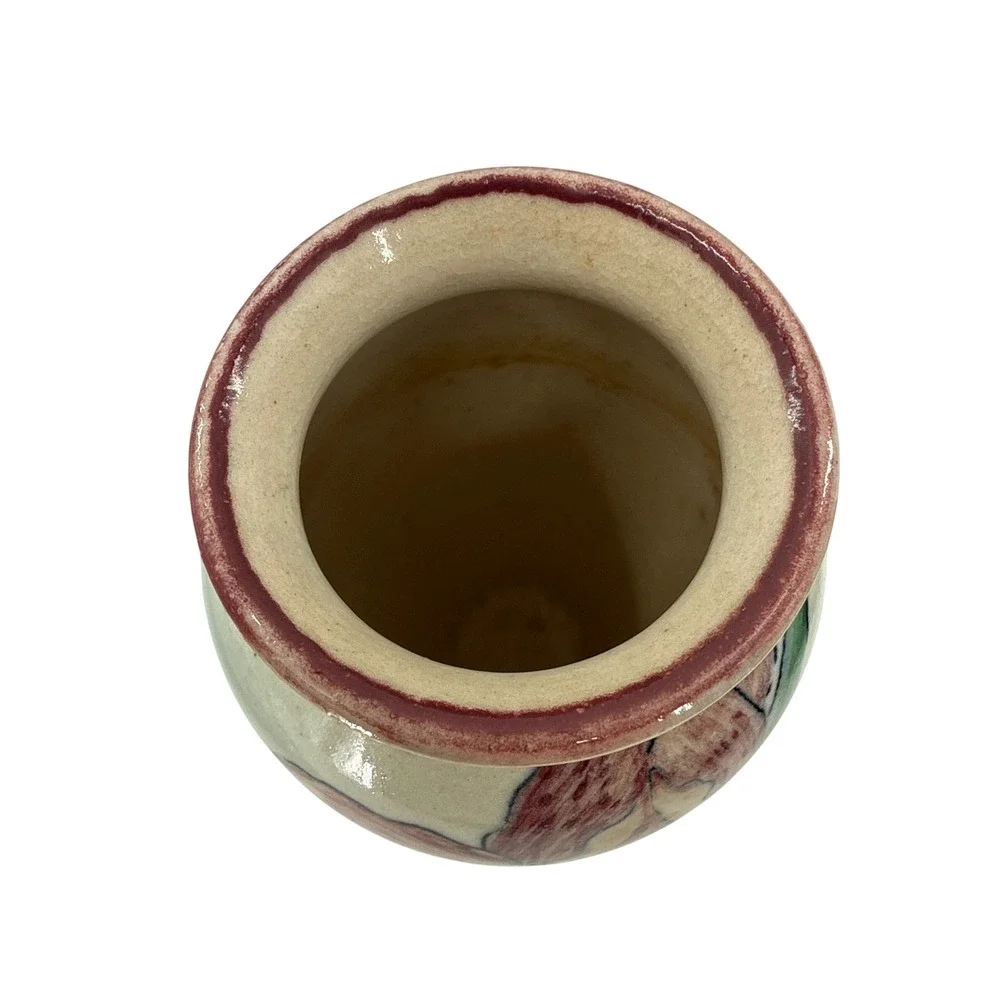 Santa Barbara Ceramics A Suman Vase 7.5in Iris Floral 1984 Art Pottery